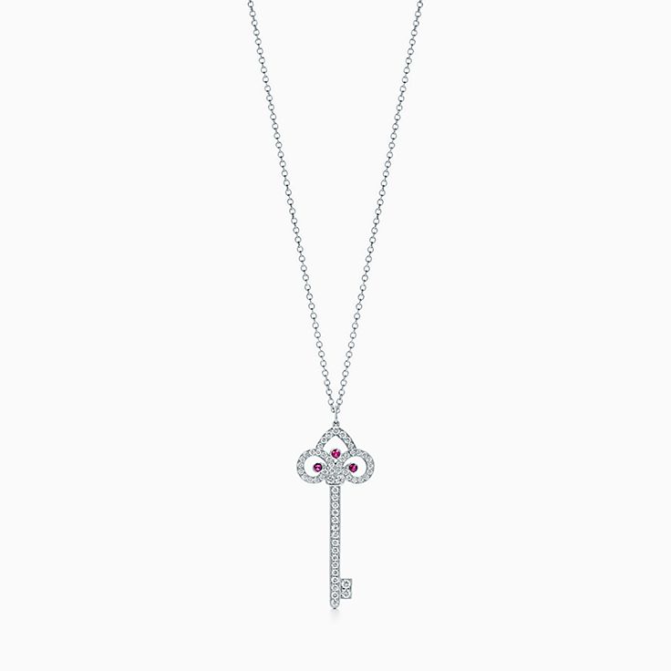 Tiffany Keys Tiffany Fleur de Lis key pendant in platinum with