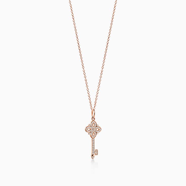 Tiffany & Co. Enchant Heart Key Pendant in 18K Rose Gold 1.07 CTW