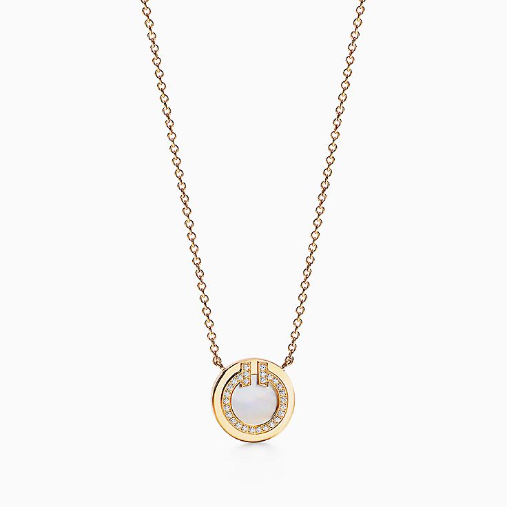 Tiffany T:鑽石及珍珠貝母圓圈鏈墜