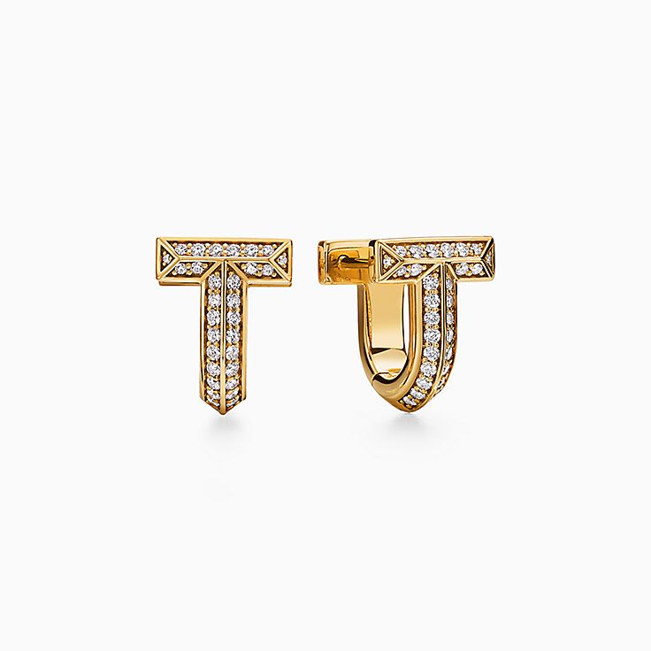 Tiffany T:Aretes T1 con medio pavé de diamantes