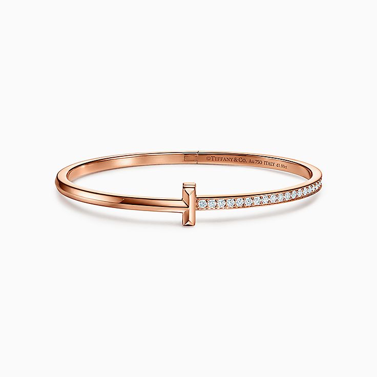Tiffany&nbsp;T:Bracelet jonc étroit à charnière T1 avec diamants