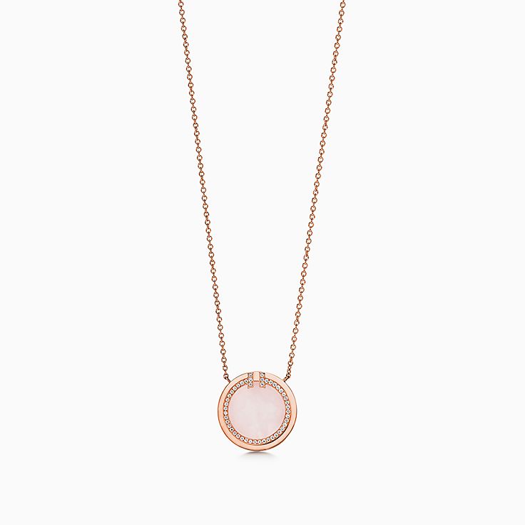 Tiffany T:Colgante circular con ópalo rosa y diamantes