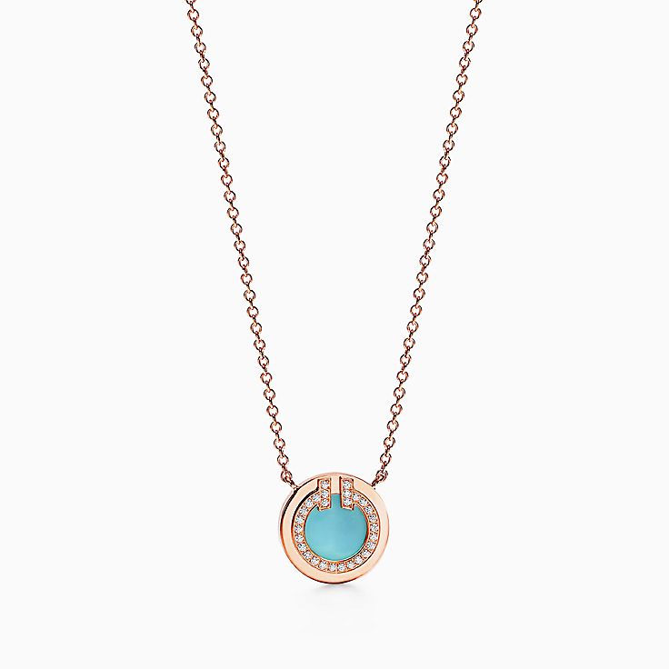 Tiffany T:Colgante circular con turquesa y diamantes