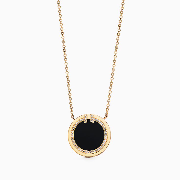Tiffany T:Diamond and Black Onyx Circle Pendant