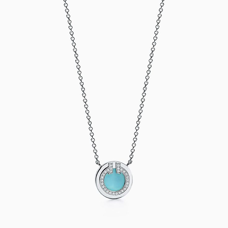 Tiffany T smile pendant in 18k white gold with sapphires. | Tiffany t, Shop  necklaces, Diamond drop necklace