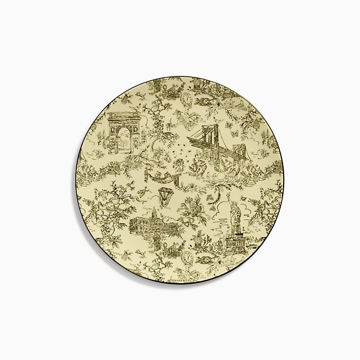 1793 ティファニー　イエローフラワー　皿　25cm 1793 ティファニー イエローフラワー 皿 25cm