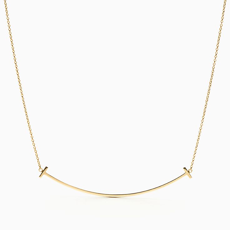 Tiffany & Co. 750 Large Smile T Diamond Necklace, 18