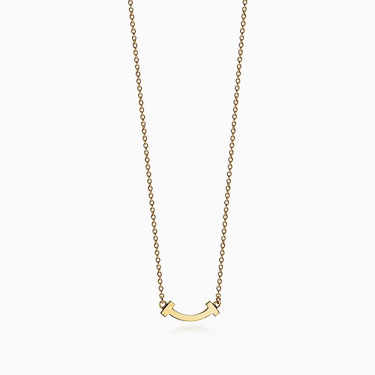 Tiffany & Co. 750 Large Smile T Diamond Necklace, 18