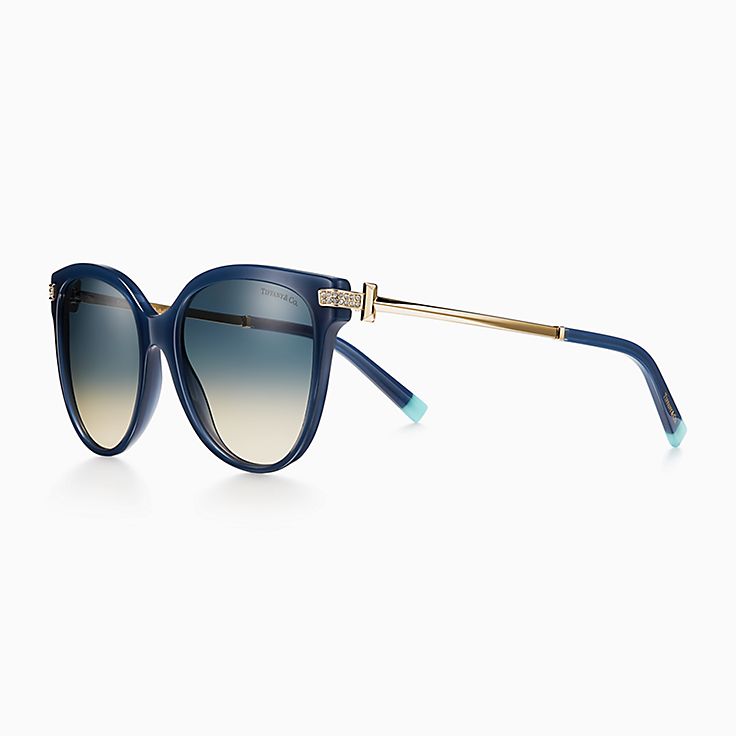 Tiffany T Sunglasses in Opal Blue Acetate with Gradient Blue Tiffany T Sunglasses in Opal Blue Acetate with Gradient Blue