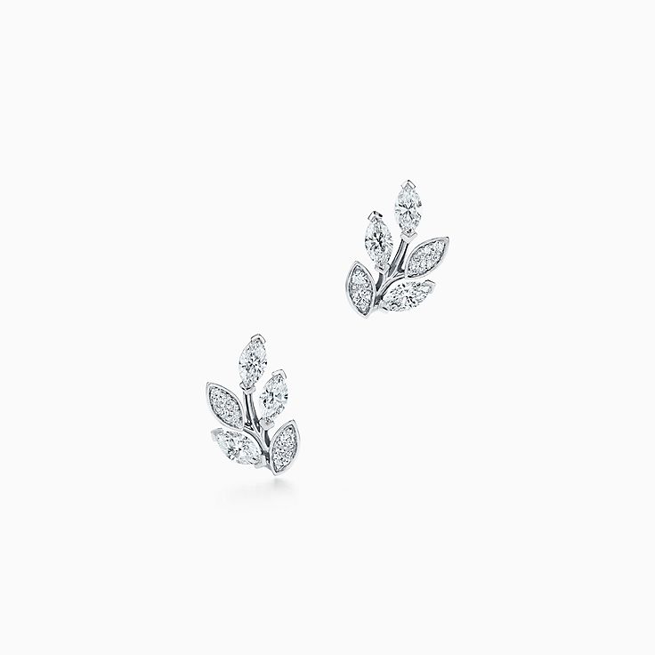 Tiffany Victoria™:鉑金鑲鑽石樹枝耳環