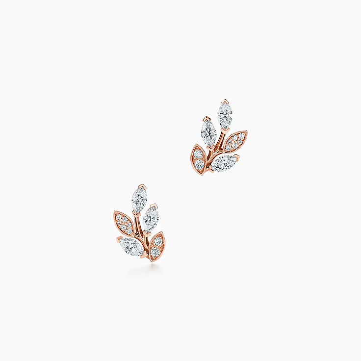 Tiffany Victoria™:18K玫瑰金鑲鑽石樹枝耳環