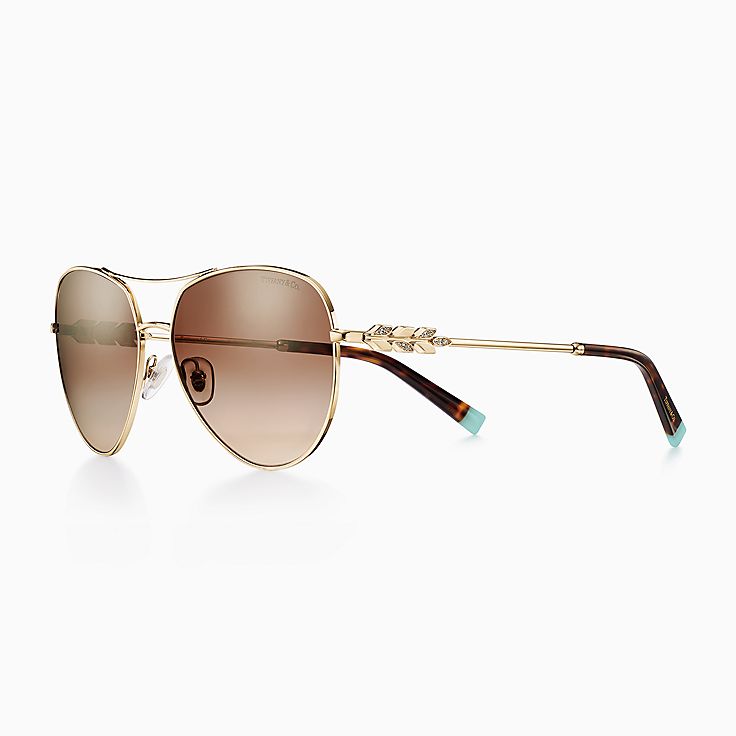 Gafas de sol Tiffany Victoria en metal dorado claro con cristales