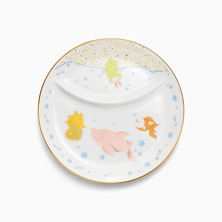 Tiny Tiffany:Plato para bebé con dos secciones, de animales marinos
