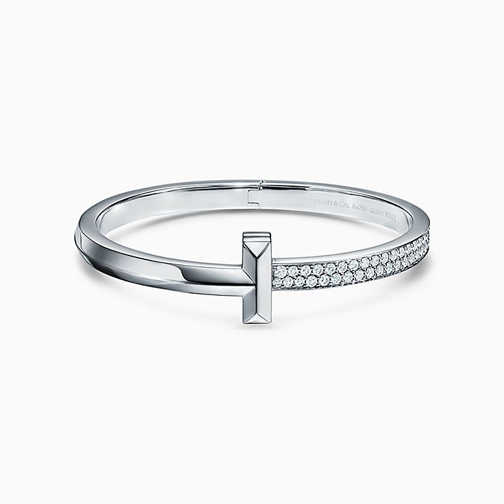 ティファニー T メンズ ブレスレット ホワイト ゴールド | Tiffany & Co.