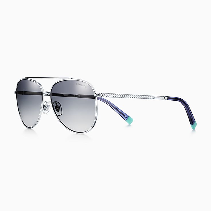 Wheat Leaf Pilot Sunglasses in Silver-colored Metal
