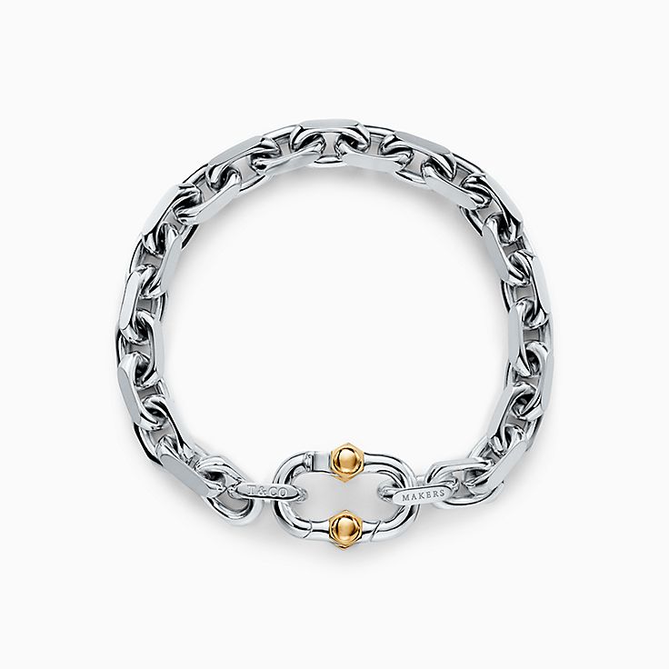 ティファニー 17 メイカーズ ワイド チェーン ブレスレット ミディアム スターリングシルバー ゴールド Tiffany Co