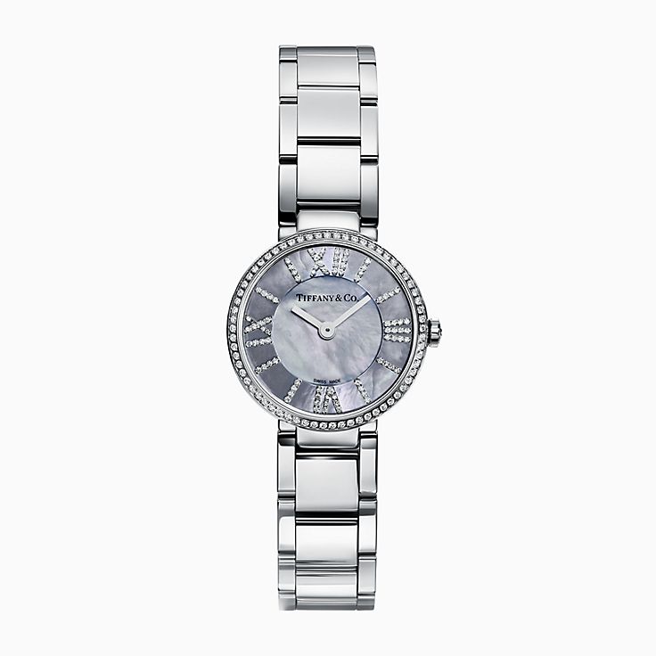 Atlas® 24 mm watch in stainless steel with diamonds and grey 
