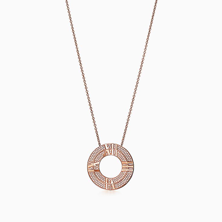 Atlas® X Closed Circle Pendant in Rose Gold with Pavé Diamonds