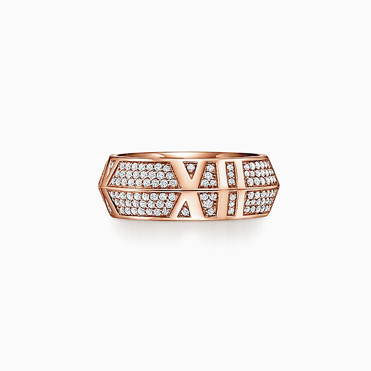 Atlas® X Closed Wide Ring in Rose Gold with Pavé Diamonds, 7.5 mm 