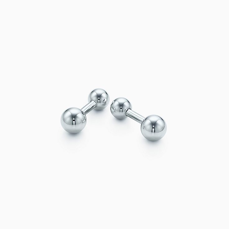 Barbell cuff links in sterling silver 