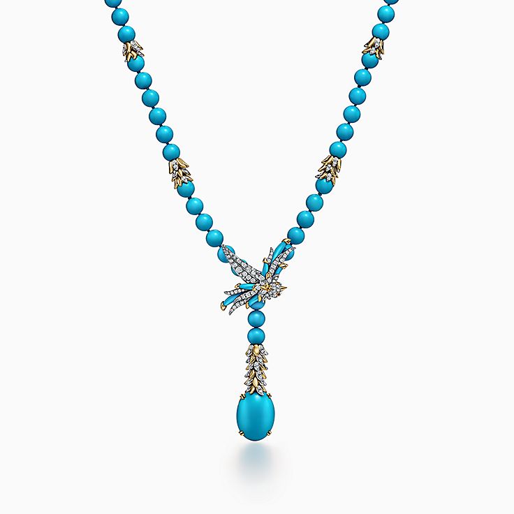 Bird on a Rock by Tiffany Lariat Necklace in Platinum and Gold