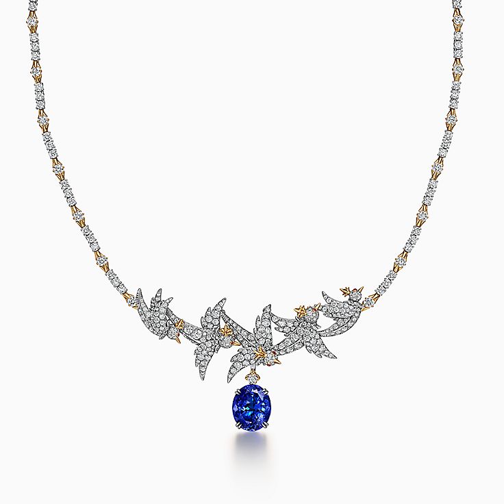 Bird on a Rock by Tiffany Necklace in Platinum & Gold with