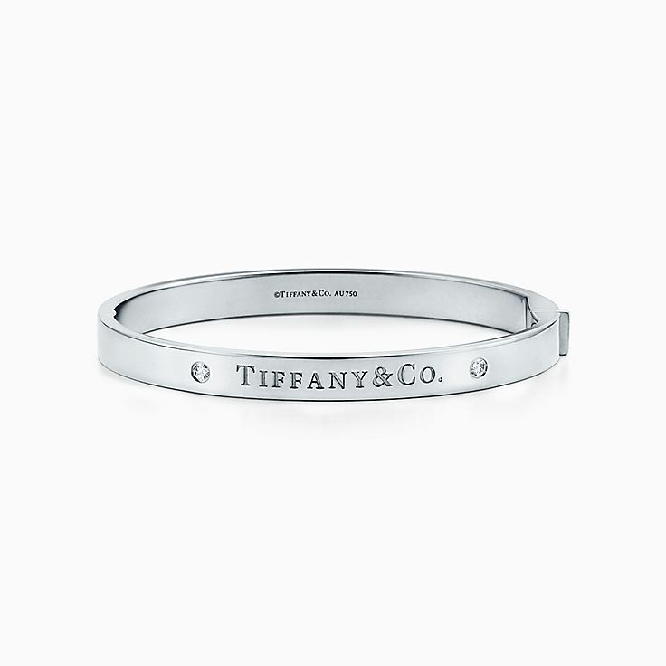 Bracciale Rigido In Oro Bianco Con Diamanti Grande Tiffany Co