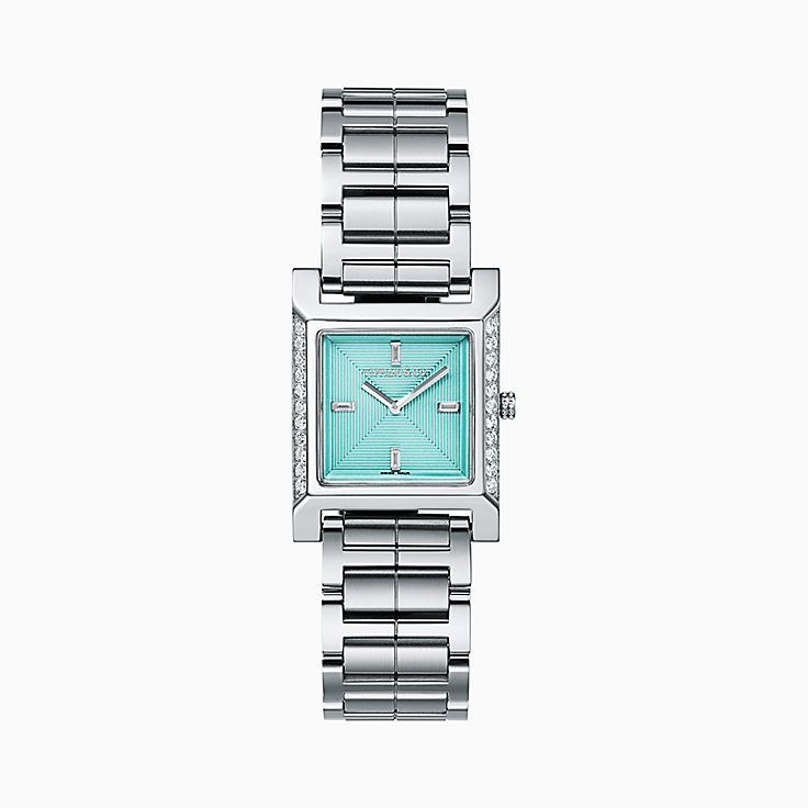 Orologio quadrato da 22 mm in acciaio con diamanti. Tiffany 1837 Makers |  Tiffany \u0026 Co.