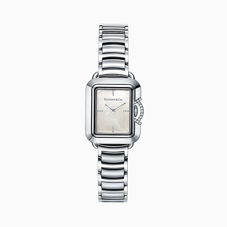 Orologio rettangolare 22 x 26 mm in acciaio inossidabile in edizione  limitata. T | Tiffany \u0026 Co.