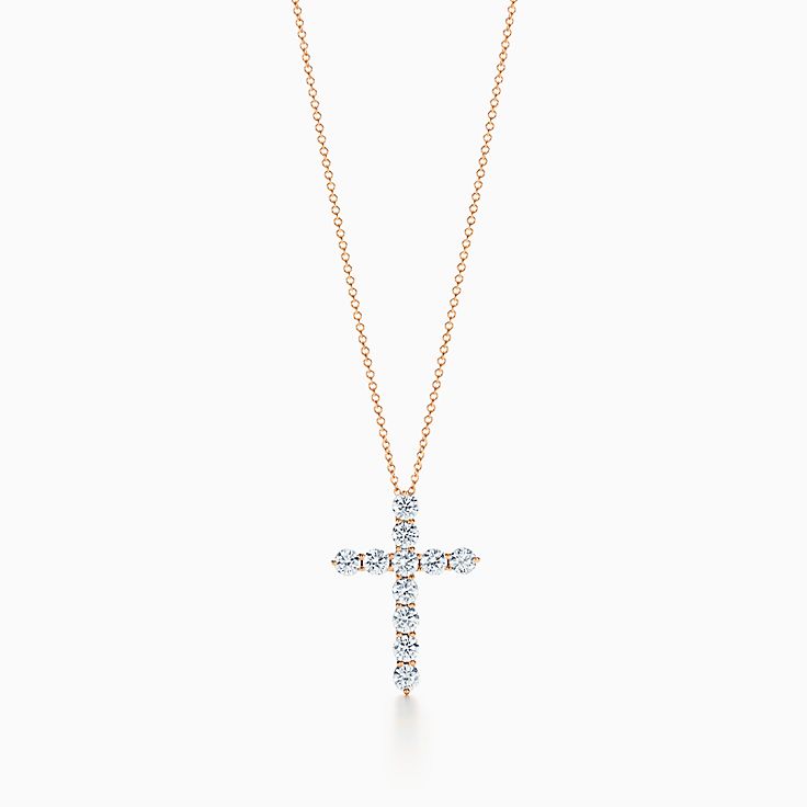 Cross pendant in 18k rose gold with 