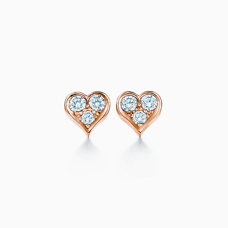 tiffany and co rose gold heart earrings