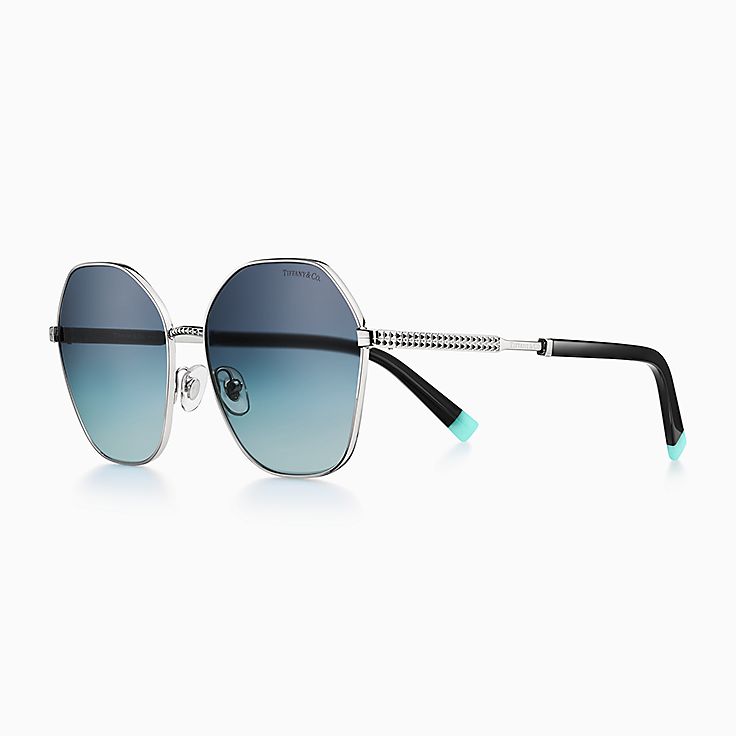 Diamond Point Square Sunglasses in Black Acetate with Gradient 
