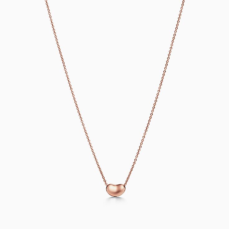 elsa peretti rose gold bean necklace