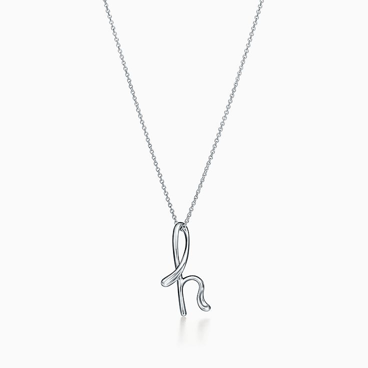 SILVER INITIAL LETTER "H"  WITH  BOX CHAIN NECKLACE 16" 