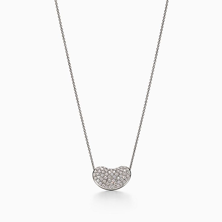 Elsa Peretti® Bean® design Pendant in Platinum with Pavé Diamonds