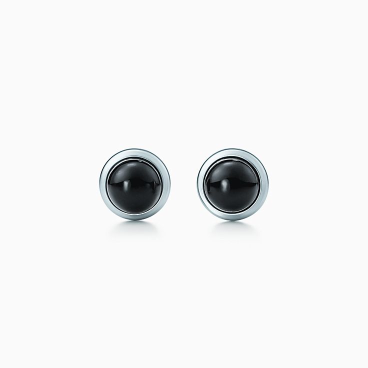 tiffany black onyx stud earrings