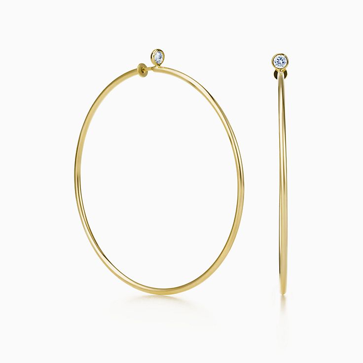 Tiffany Metro hoop earrings in 18k white gold with diamonds small   Tiffany  Co