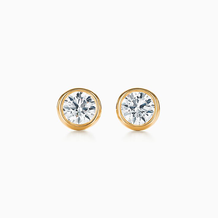 Tiffany & Co. Solitaire Diamond Earrings Platinum Pt950 Ladies - 2 Pieces |  Chairish