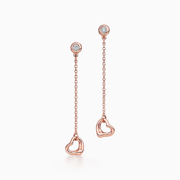 Elsa Peretti Diamonds By The Yard Open Heart Earrings In 18k Rose Gold Tiffany Co Elsa Peretti Diamonds By The Yard Open Heart Earrings In 18k Rose Gold Tiffany Co