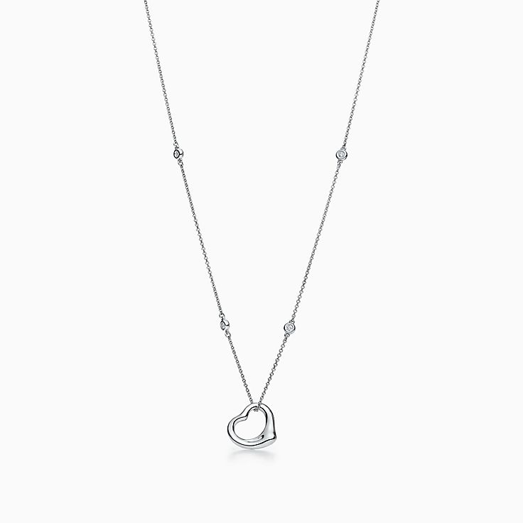 tiffany sterling silver diamond necklace