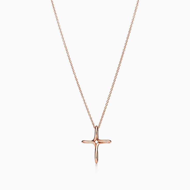 Elsa Peretti infinity cross pendant in 18k rose gold small