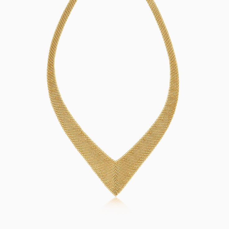 Polish mesh necklace in yellow gold