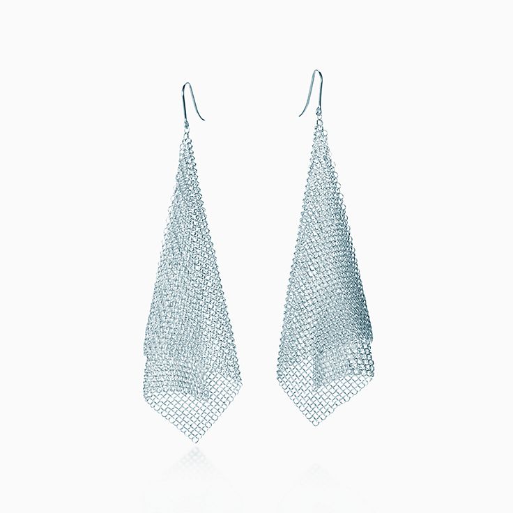 LOT:382 | TIFFANY & CO - a pair of 18ct mesh earrings by Elsa Peretti for  Tiffany.