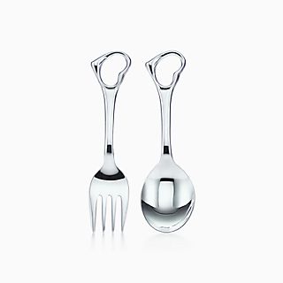 Elsa Peretti™:Open Heart Fork and Spoon Baby Set