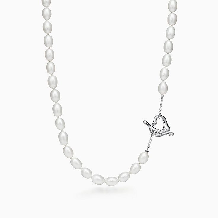 tiffany open heart pearl necklace