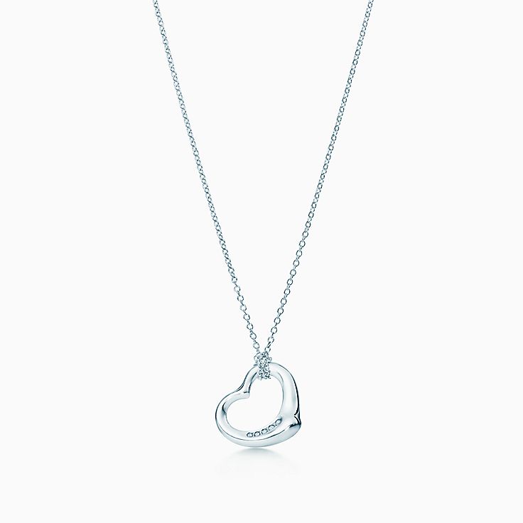 Elsa Peretti Open Heart Pendant In Sterling Silver With Diamonds Tiffany Co - Open Heart Pendant Tiffany Elsa Peretti Open Heart Pendant In Sterling Silver With Diamonds Tiffany Co - Open Heart Pendant Tiffany