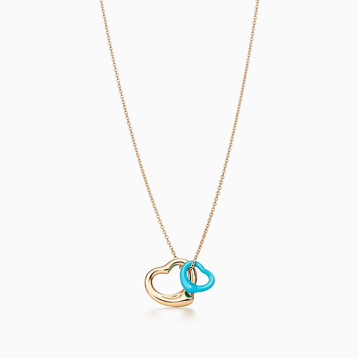 Tiffany & Co. 18k Yellow Gold Elsa Peretti Open Heart Pendant on Necklace