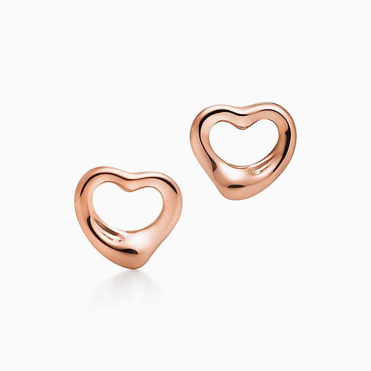 Elsa Peretti® Open Heart earrings in 18k rose gold. More sizes