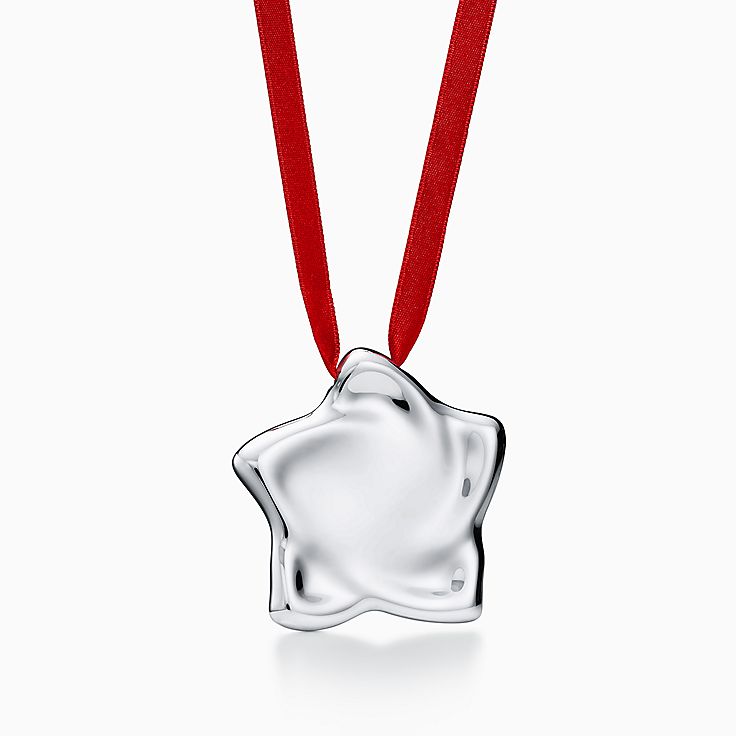 Elsa Peretti® Star Ornament in Sterling Silver on a Red Ribbon