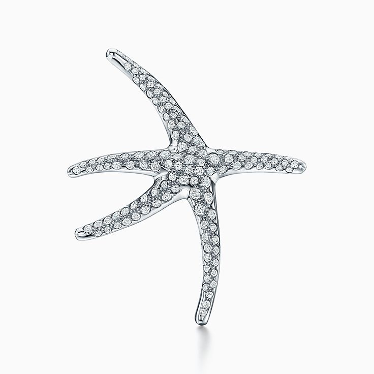 Elsa Peretti® Starfish brooch in platinum with pavé diamonds. | Tiffany &  Co. US